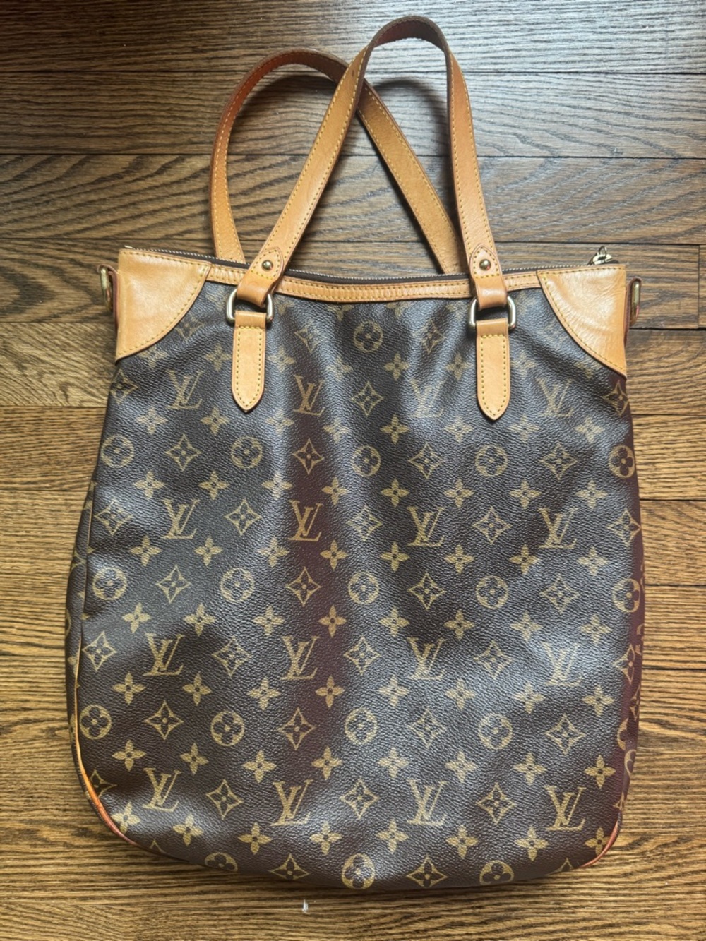 Louis Vuitton Monogram Odeon Canvas Tote in Brown with Tan Trim